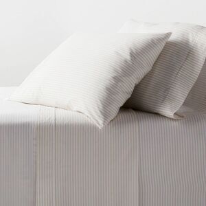 Full Organic Percale Sheet Set Khaki/White Stripe - Threshold